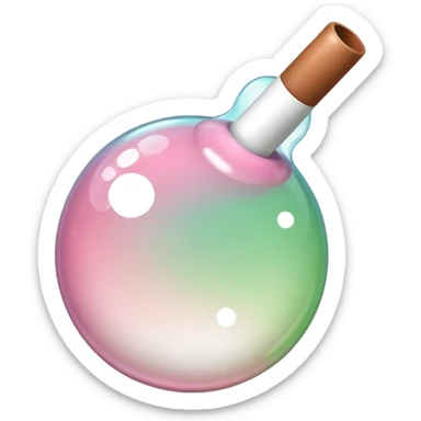 Aesthetic Bubble Tee with a pink-to-white and white-to-green match gradient, brown balls and a brown tube sticker