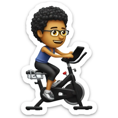 Design an emoji of a person on a stationary bike that is a superstar on a concert sticker