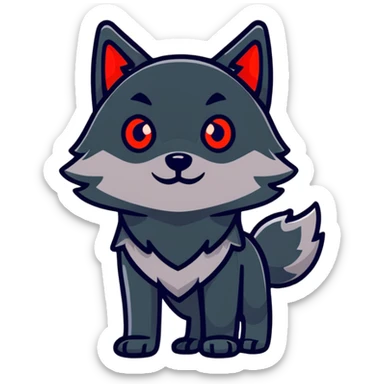 black wolf with glowing red eyes sticker