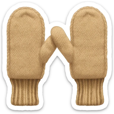 pair of wool tan mittens with thumbs sticker