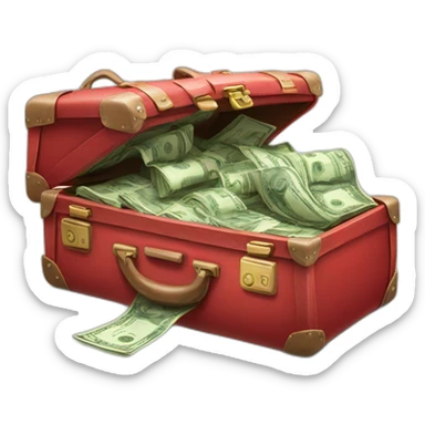 Red open suitcase full of money  sticker