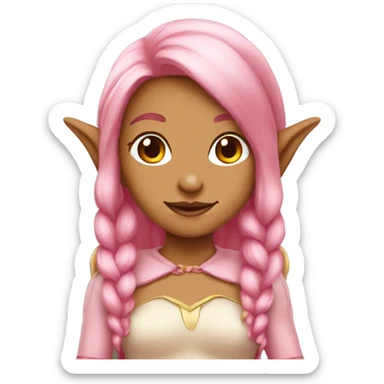 tan-skinned elf girl with pink hair sticker