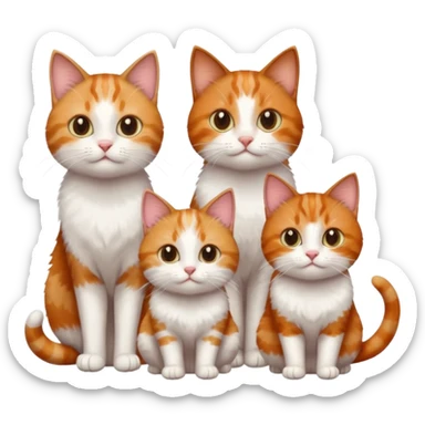 3 sibling cats each are various different natural colours; 1 is ginger and white, the next is brown tabby and white and the third is a calico sticker