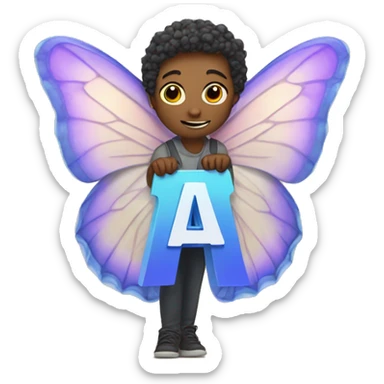 Letter A whith Butterfly wings sticker