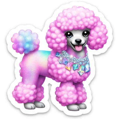 Lisa frank glitter poodle with diamonds   sticker