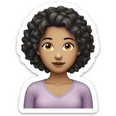 Caucasian girl dark curly hair  sticker