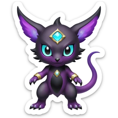 Cute cool colorful dark nebula fantasy-Fakemon-Digimon-animal-hybrid full body sticker