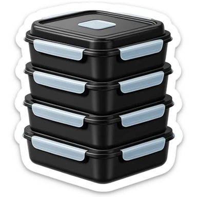 stacked black meal prep containers sticker