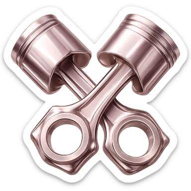 Make the pistons look realistic and metallic with a light baby pink color. Avoid any flat, cartoonish, pillow, or cushion textures. No background, transparent only. The style should be realistic and metallic, not stylized or illustrative. sticker