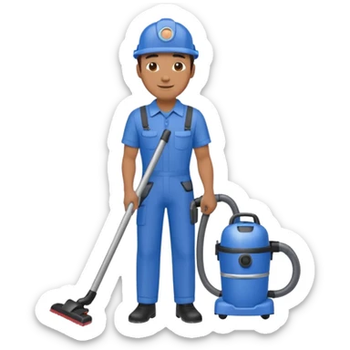 técnico de limpieza hombre sujetando una aspiradora de agua sticker