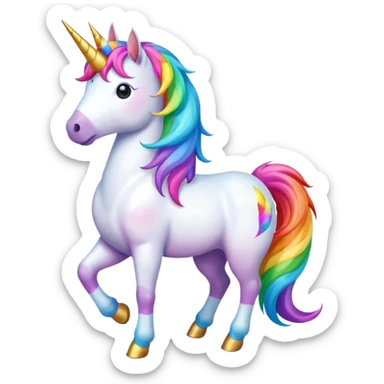 unicorn on rainbow sticker