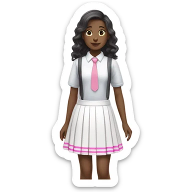 school uniform white skirt with pink pastel strips  sticker