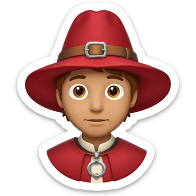 Man with red pilgrim-style hat and buckle.







































 sticker