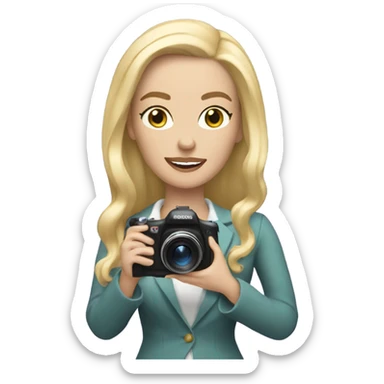White rich woman with class and blond hair  holding a vlog camera sticker