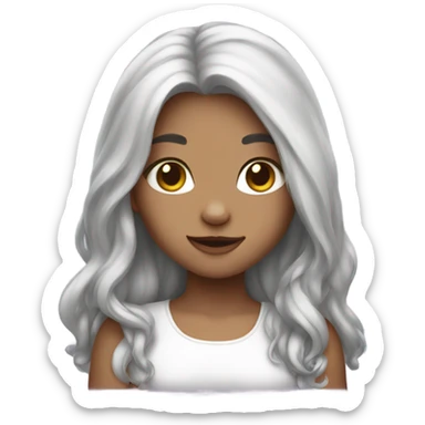 girl kitten with pretty long silver hair sticker