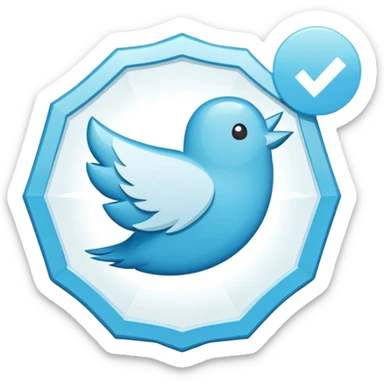 Twitter verification checkmark badge, light blue irregular octagon with white checkmark sticker