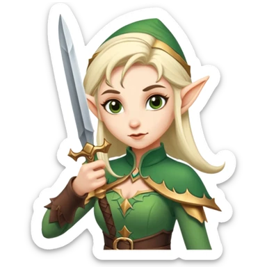 Female elf with raising dagger sticker