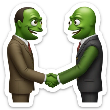 two pepes handshake sticker