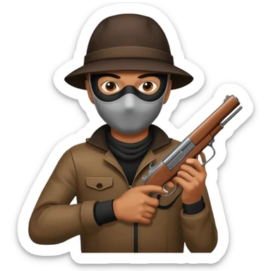 Robber with gun sticker