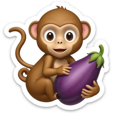 Monkey with an eggplant sticker