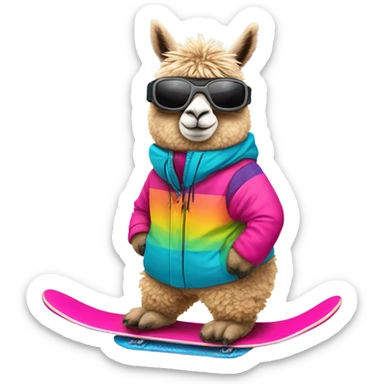 Alpaca with snowboard sticker