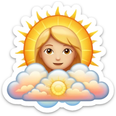 radiant sunrise, sun rays spreading, light clouds, peaceful morning sky sticker