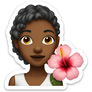 Island girl with hibiscus flower  sticker