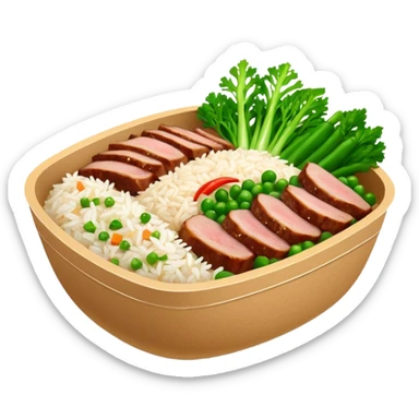 Retangular bowl made of kraft paper, 
The lunch box should be the most similar to this real one..
https://i.postimg.cc/FKcHz1tk/Screenshot-2025-11-11-alle-16-06-29.png

Can get more images of the bowl https://www.instagram.com/chefaporterbr/
Put inside food, like rice, green vegetables and meat. sticker