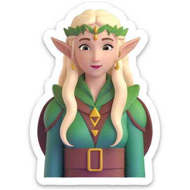 female elf with long hair and pointed ears sticker