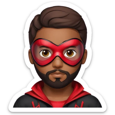 Miles Morales with beard, eye mask, low fade hair cut sticker