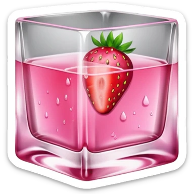 A glass square of mezcal pink and strawberry  sticker