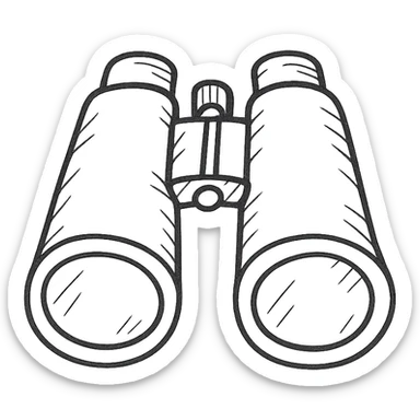 hand-drawn outlined icon of binoculars with sketchy lines sticker
