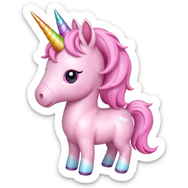 baby pink unicorn, chibi full body sticker