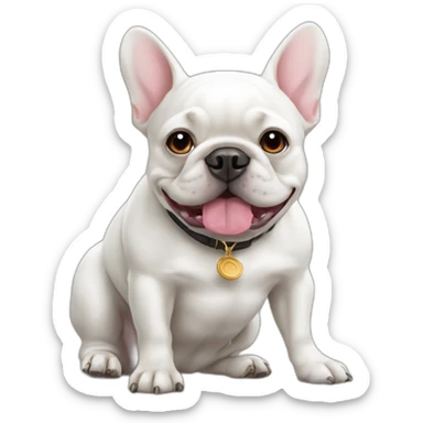 white FRENCH BULLDOG dinking wine sticker