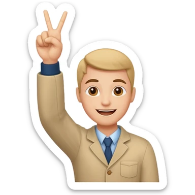 happy expression win emoji with victory gesture sticker