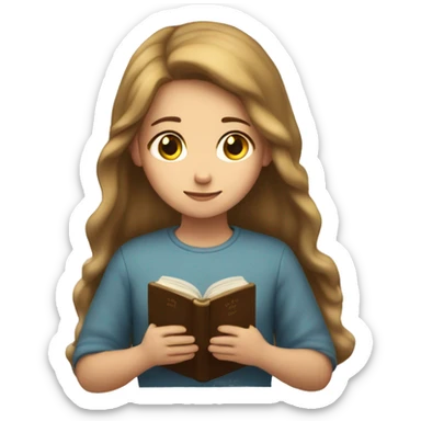 A girl with light brown hair with her Bible praying to God sticker