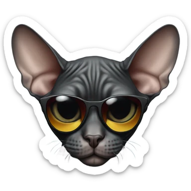 Black cat sphynx with sunglasses  sticker