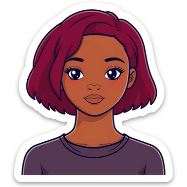 black girl with burgundy hair sticker