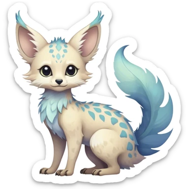 Feral Rare Fantasy ethereal cute pastel Vernid-Trico-species by LiLaiRa, random markings, tufted tail, tufted ears, full body sticker