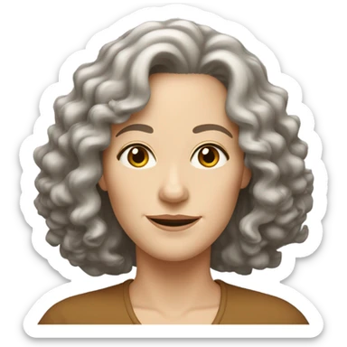White woman 50 plus with shoulder length curly brown hair and hazel eyes sticker