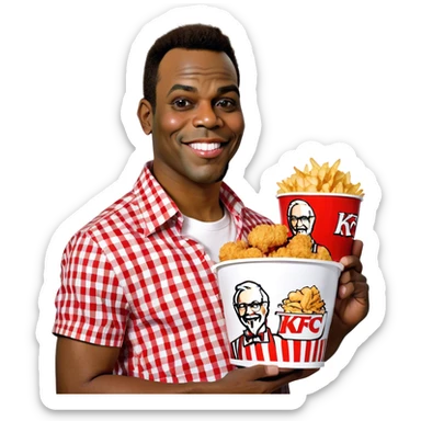 african american man holding kfc sticker