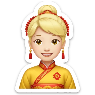 cara amarilla coqueta con disfraz chino sticker