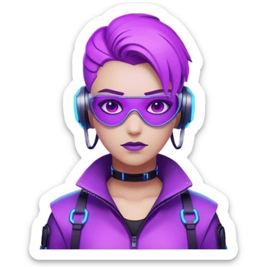 neutre gender neon cyberpunk light purple  sticker