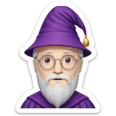 dumbledore, white hair, wear purple magic hat, glasses sticker