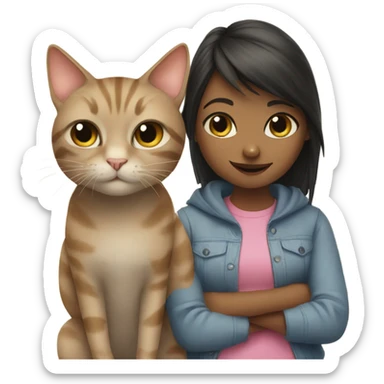 cat with a girl sticker
