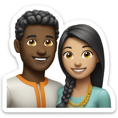 smiling couple with accessories sticker