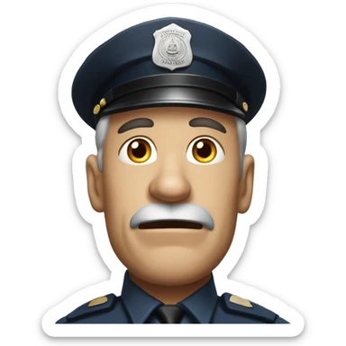 Photorealistic old American policeman is seriously scared sticker