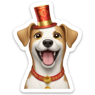 A dog celebrating new year sticker