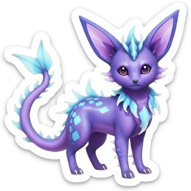 Rare realistic purple indigo violet nebulae shiny sparkly dark-neon glowing bioluminescent edgy badass epic pretty beautiful handsome gorgeous aesthetic colorful vibrant Vernid-Trico-Vaporeon-Espeon-species-Fakemon-creature by LiLaiRa, 4 legs, 1 tail, random markings, (full body) sticker
