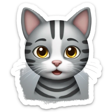 a cute gray striped kitty cat.  sticker